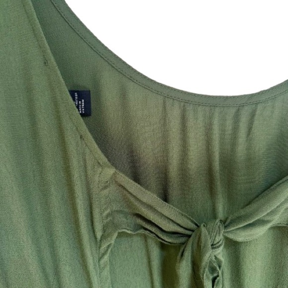 DARK OLIVE GREEN OPEN TIE BACK SLEEVELESS SUMMER DRESS  SIZE XL - Picture 4 of 11